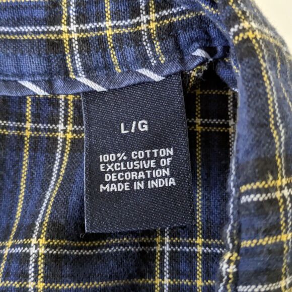 Chaps Men's Cotton Oxford Shirt Size L Blue Plaid Button Down Long Sleeve - Picture 6 of 11